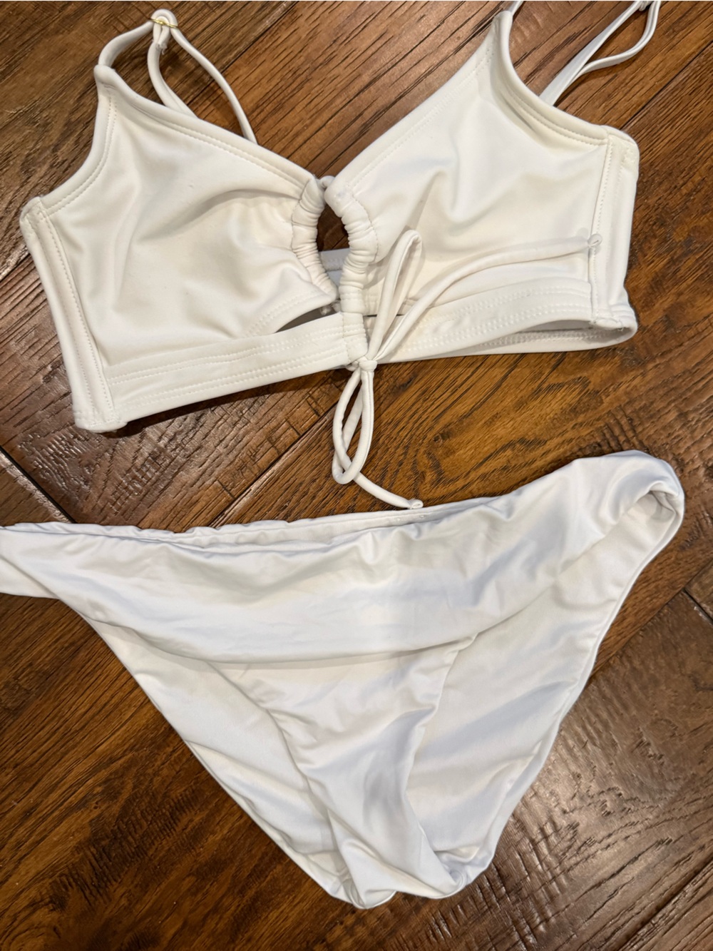 wild fable White Ruched Ring Bikini Set